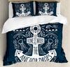 Nautical Anchor Ship Lighthouse Whale Art 3dílná sada povlečení pro manželskou postel Domácí textil Povlak na přikrývku Povlak na polštář Povlak na polštář