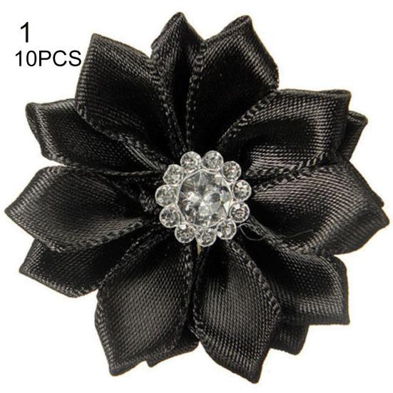 10 stk 4 cm satengbånd blomster skinnende rhinestone applikasjoner DIY bryllupshåndverk