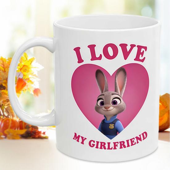 Jag älskar min pojkvän/flickvän mugg Zootropolis Nick Fox Judy Rabbit par keramisk kaffekopp hjärtdesign par te varm chokladmugg