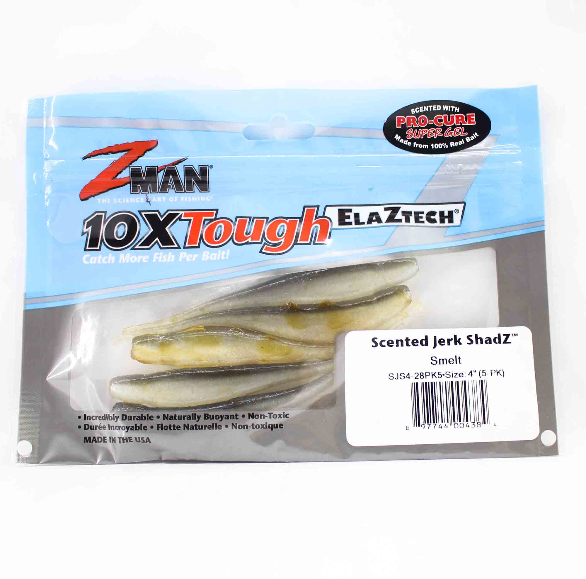 

Zman Soft Lure Jerk ShadZ 4 дюйма, 5 шт. в упаковке, корюшка (4384)
