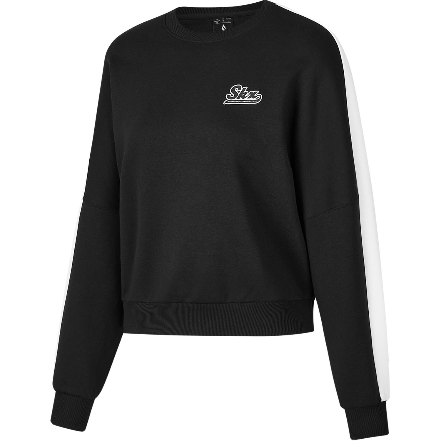 Skechers Logo Print Short Sleeve Round Neck Pullover Sweatshirt Women sweatshirt Charcoal P424W108-0018 S