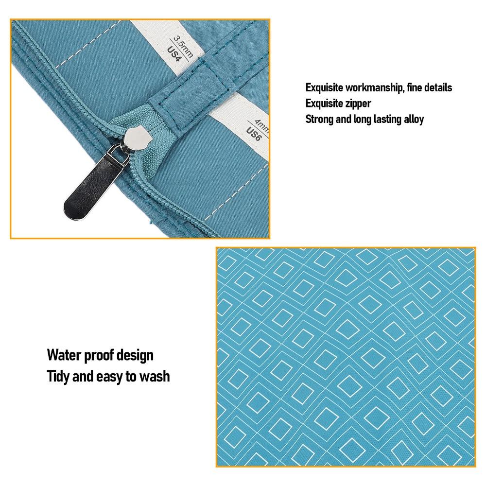 Rhombus Lattice Pattern Knitting Needle Case Oxford Fabric Storage Organizer Bag Airport Travel