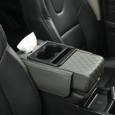 Durable Portable Center Console Armrest Cushion Multifunctional Height Increasing Armrest Pad PU Leather Tissue Box Car