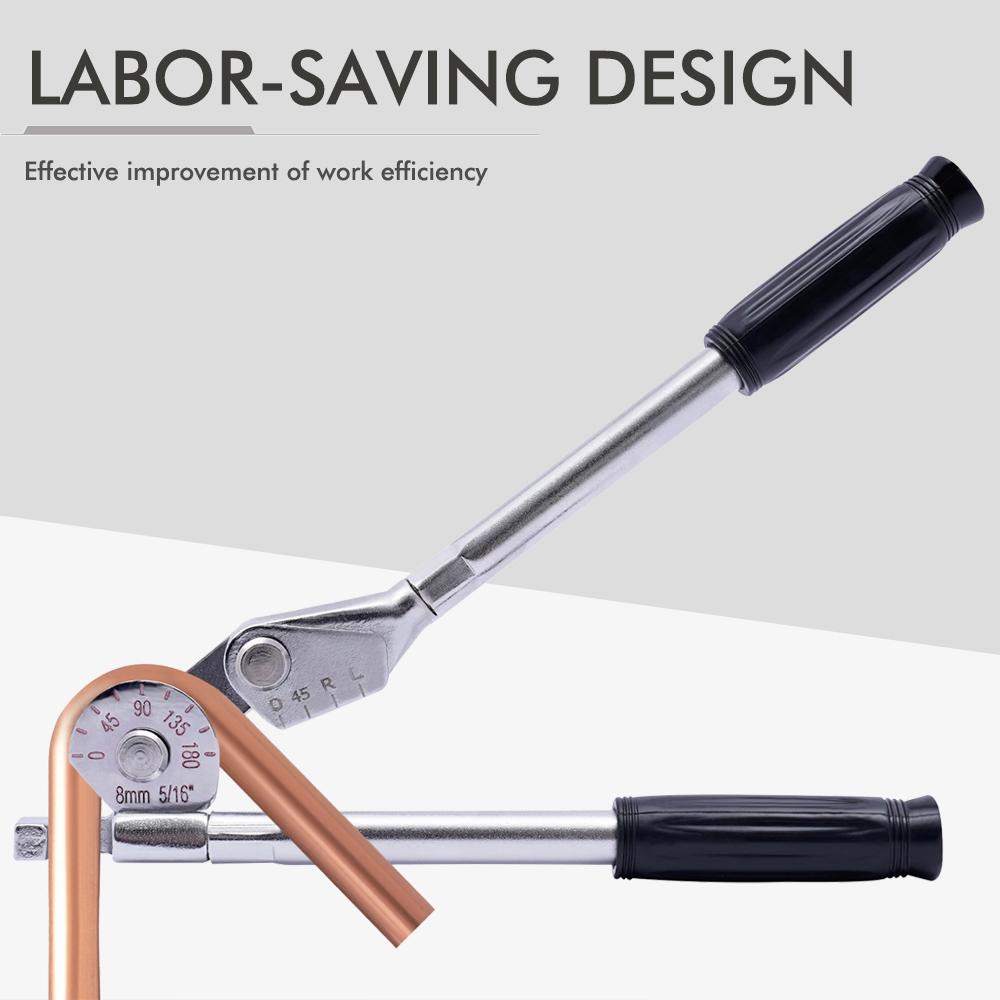 Manual Pipe Bender 8/10mm Air Conditioning Copper Aluminium Pipes Tube Bender Pipe 0-180 Degree Bender
