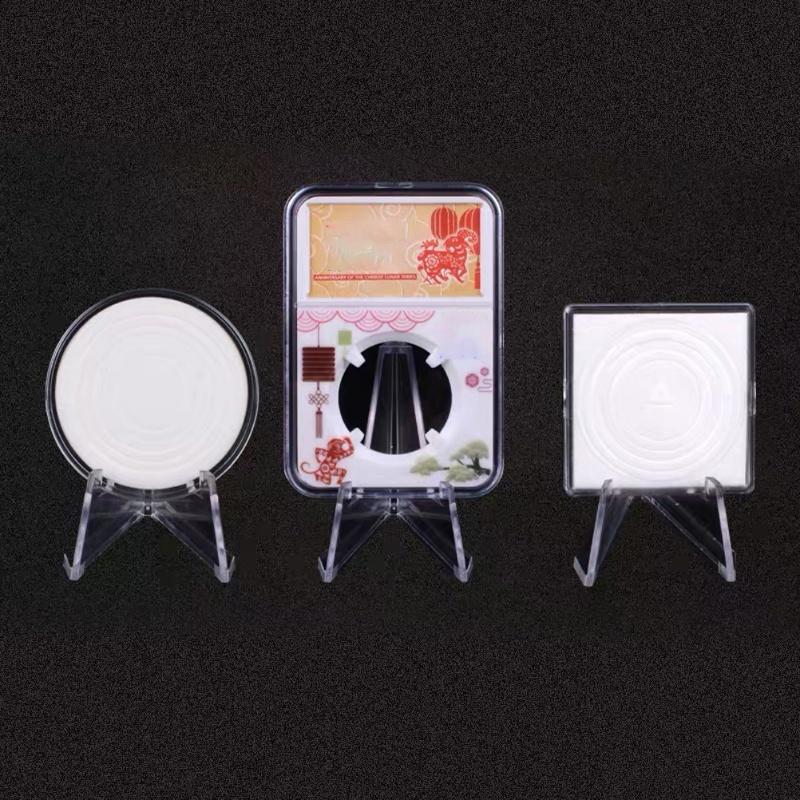 12PCS Mini Acrylic Display Stands Transparent Coin Display Easel For Home Shop Exhibitions
