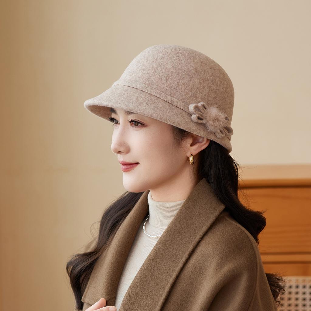 Autumn and Winter New Woolen Basin Hat Women's Outdoor Warm Fashion Fisherman Hat
