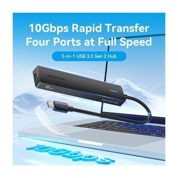 Hub USB Tipo-C 3.2 Vention CHYBB- 2xUSB Tipo-C 3.2- 2xUSB 3.2- 1xUSB Tipo-C- 15cm