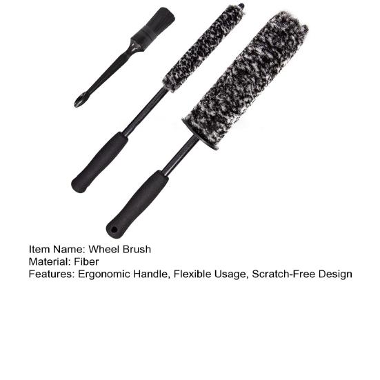 3ks/sada Kartáč na čištění ráfků auta Sada účinných čisticích kartáčů Čistič ráfků bez obsahu kovů