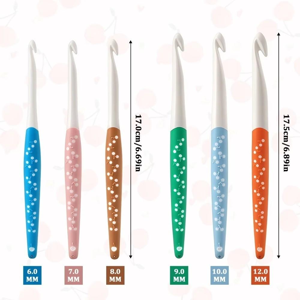 3/6Pcs Silicone Handle Crochet Hooks Set 6.0-12.0mm Non-Slip Knitting Tools Ergonomic Yarn Knitting Knitting Needle