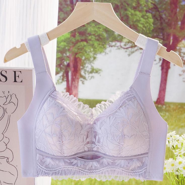 Lace Bra Women's Beautiful Back Fixed Cup Gathering Bra Anti Sagging Bra Anti Glare Bra Sexy Seamless Bra