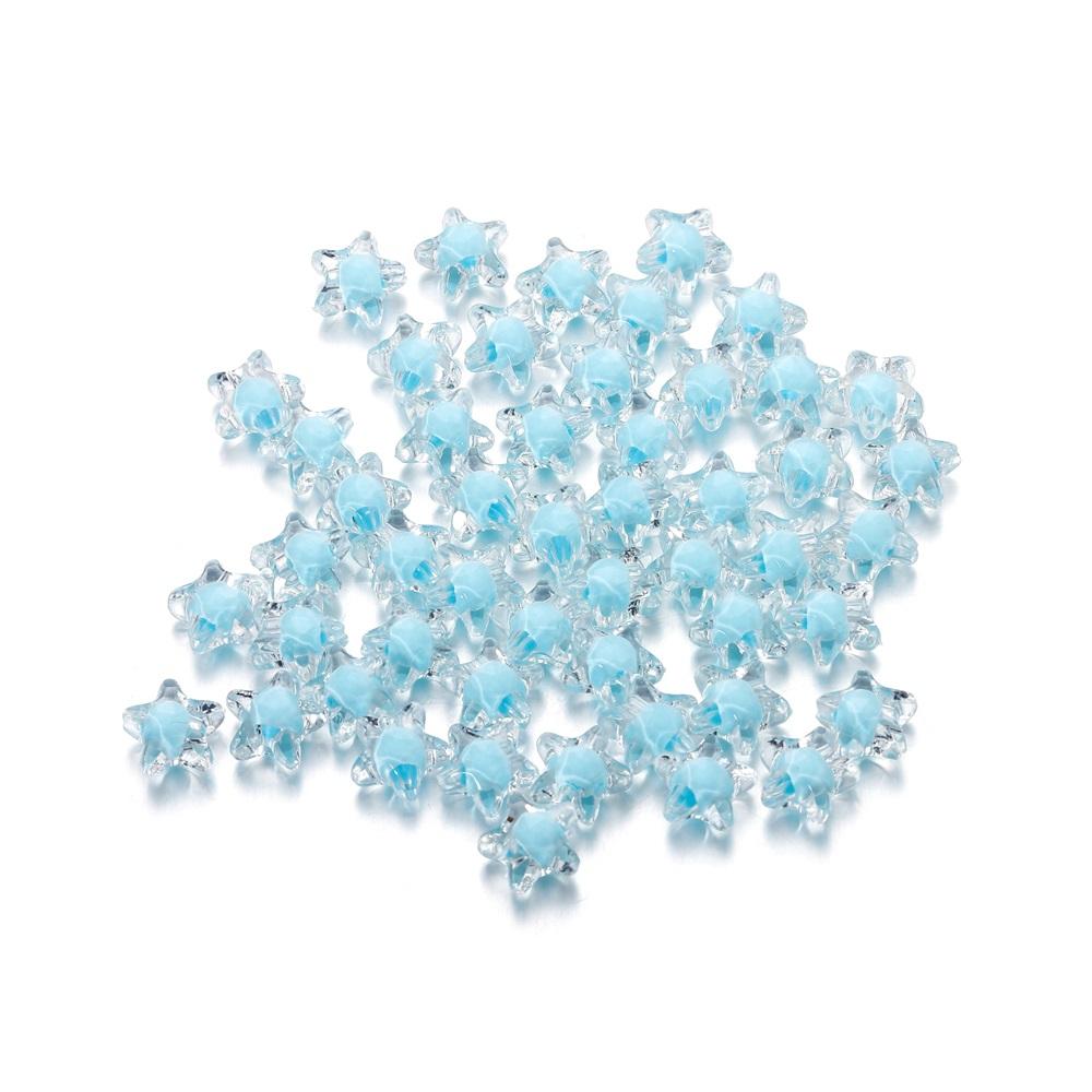 20Pcs/Lot Transparent Five-pointed Star Shape Acrylic Charm Spacer Loose Beads for Jewelry Making DIY Bracelet Accessories