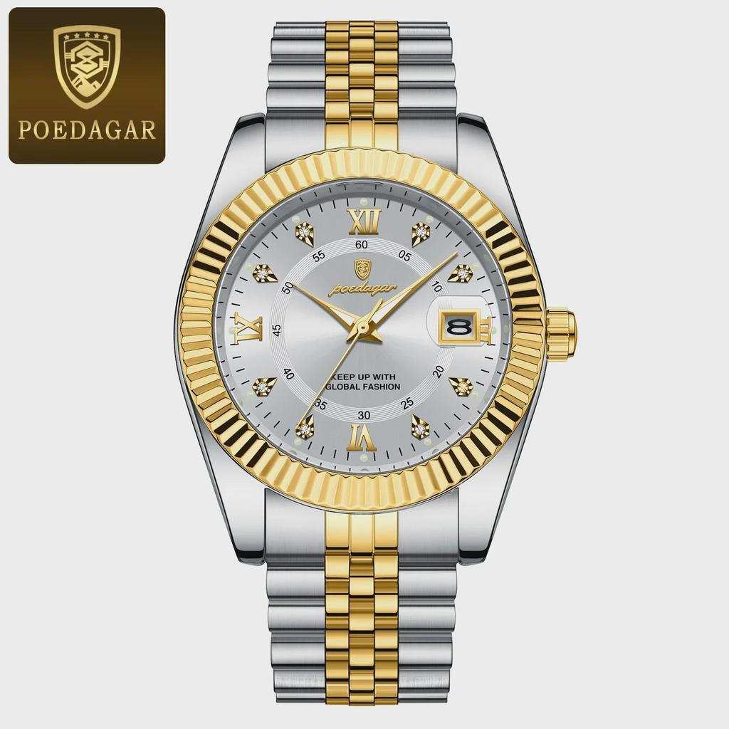 POEDAGAR Luxury Sport Wrist Watch For Man Waterproof Luminous Date Men Quartz Watch Stainless Steel Male Clock