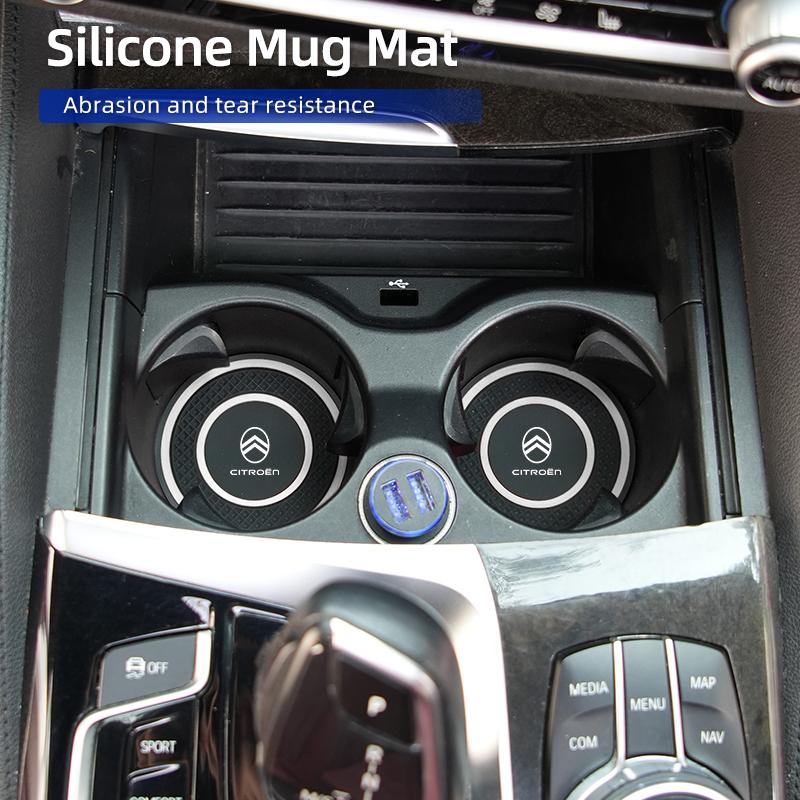 Silicone Double Ring Car Cup Mat Anti-Slip Insert For Citroen C4 C3 C5 C1 C2 VTS Berlingo Celysee Xsara Picasso Aircross