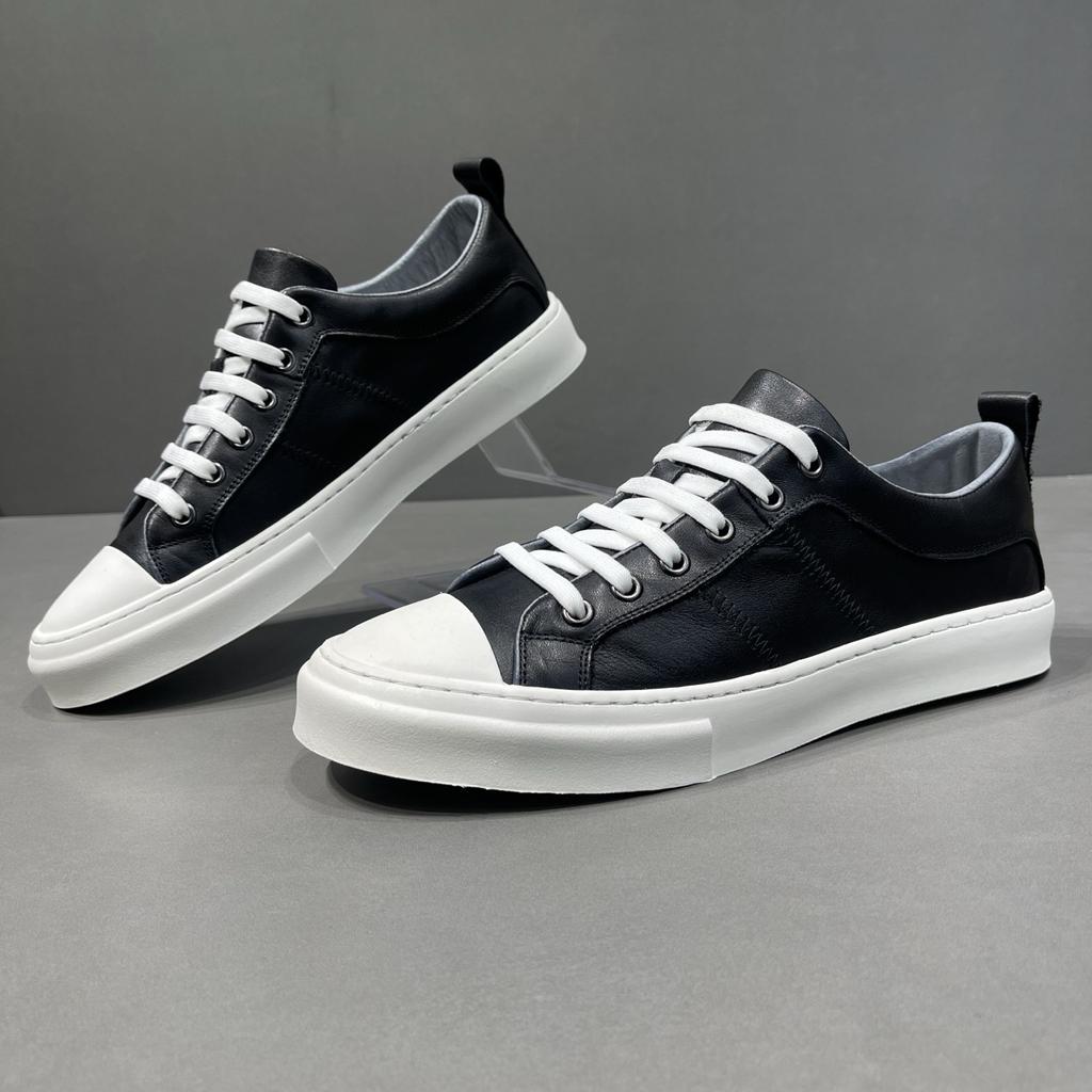 Men's spring and autumn leather board shoes light luxury versatile casual shoes versatile low-top breathable flat-soled single shoes