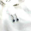 Genuine Natural Blue Sapphire Oval Halo Dangle Drop Silver Earrings  For MOM