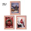 Magnetic Photo Frame 3Pcs Christmas Light-up Refrigerator Magnet, Vintage Wooden Halloween Magnet Decorations Fridge Glowing Picture Holder