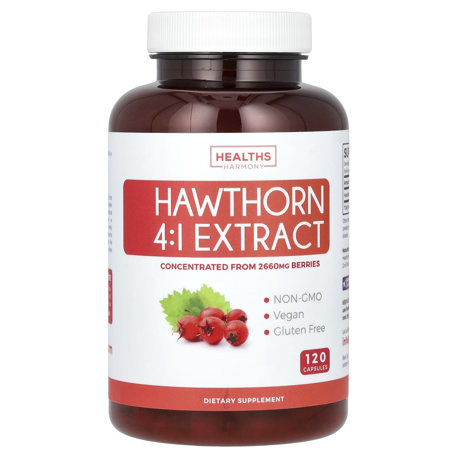 

Hawthorn 4:1 Extract, 120 Capsules (665Mg per capsule)