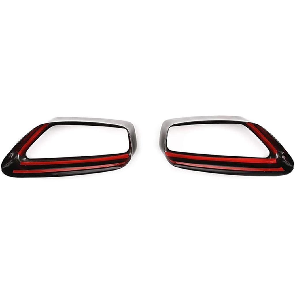 Black Stainless Steel Pipe Throat Exhaust Outputs Tail Frame Trim Cover 2Pcs For BMW 5 Series G30 G38 2018-2021 Car Accessories (Black)