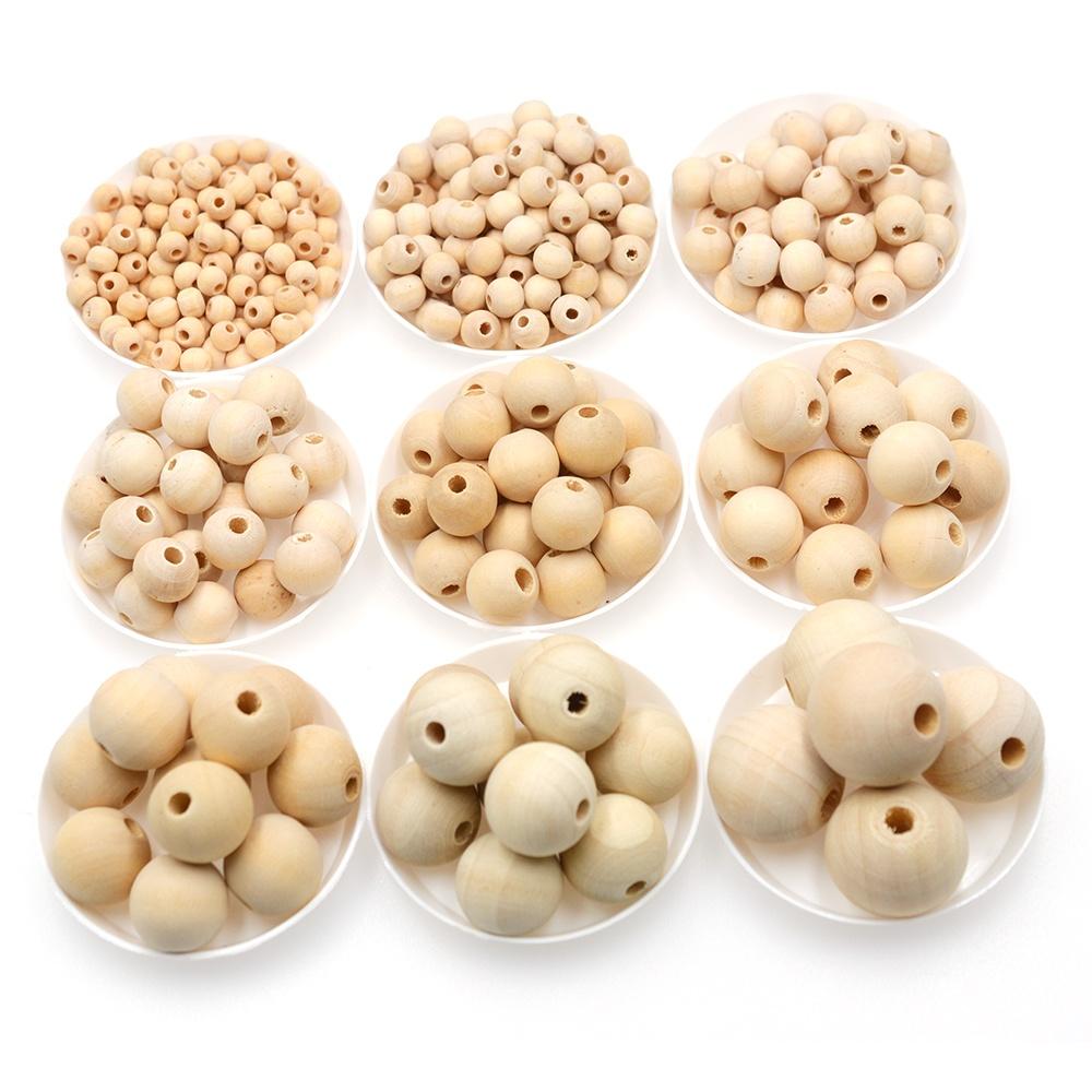 Natural Wooden Beads Dia 6mm-30mm Eco-Friendly Wood Loose Spacer Beads for Jewelry Findings Making Accessories DIY