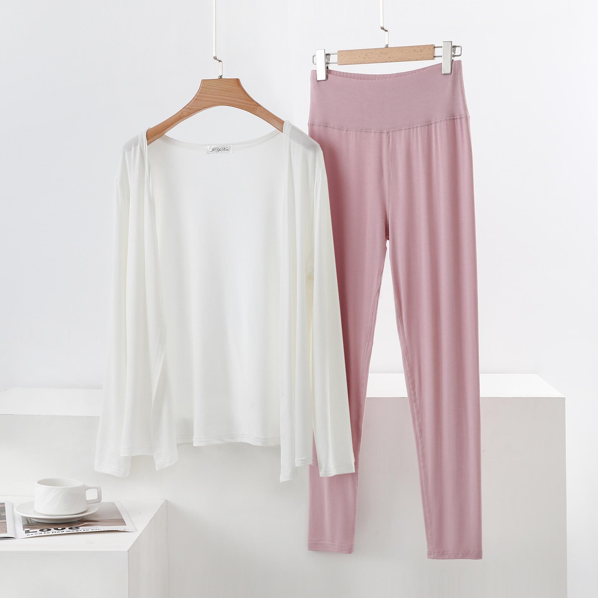 

Spring/Summer Women s Loose Long Sleeve Cardigan & Modal Pants Two-Piece Set - Japanese/Korean Style XL