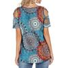 Women's Summer Printing Short Sleeve Strappy Cold Shoulder T-Shirt Tops Blouses