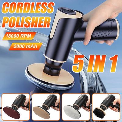 Cordless Electric Car Polishing Machine 5 In 1 Rechargeable Polisher With Lithium Battery For Car Cleanig Vamp Waxing Repair Tool