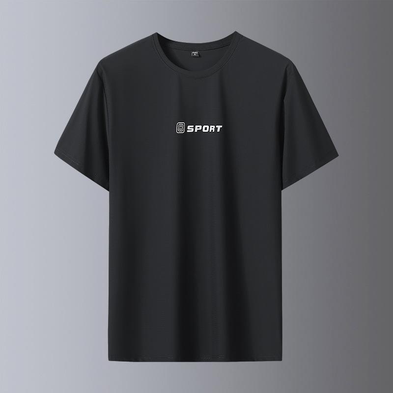 

Футболка с коротким рукавом и круглым вырезом для мужчин, прохладная быстросохнущая футболка из ледяного шелка L/45-55KG