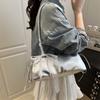 Fashi Bow Lace Ribbs Pu Shoulder Bags for Women Versatile Commuter Ladies Underarm Bag Solid Color Female Handbags Purse
