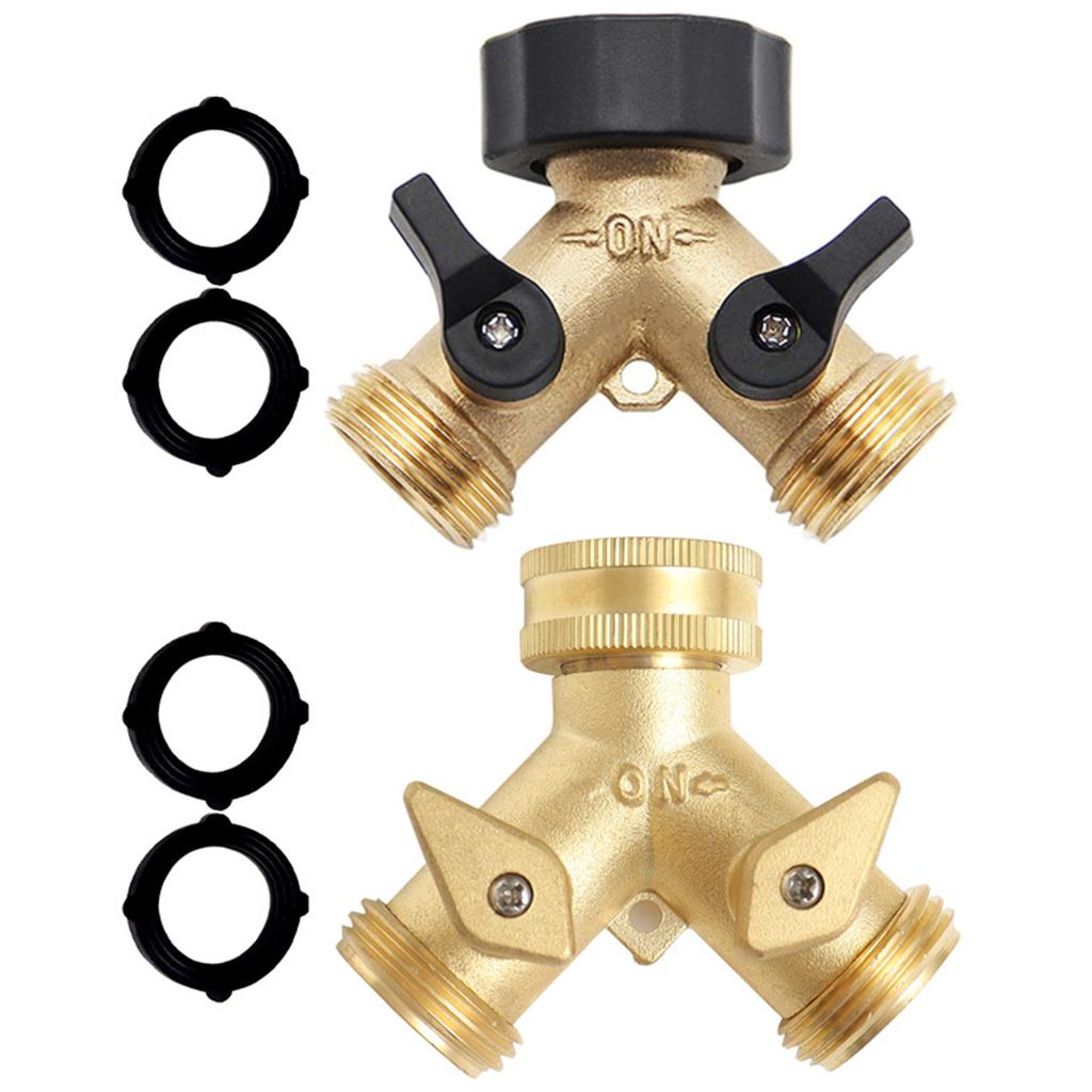 Dual-Outlet Brass Faucet Irrigation Ball Valve Adapter Garden Tap Hose Splitter 2 Ways Faucet Adapter Fitting 3/4" US/EU