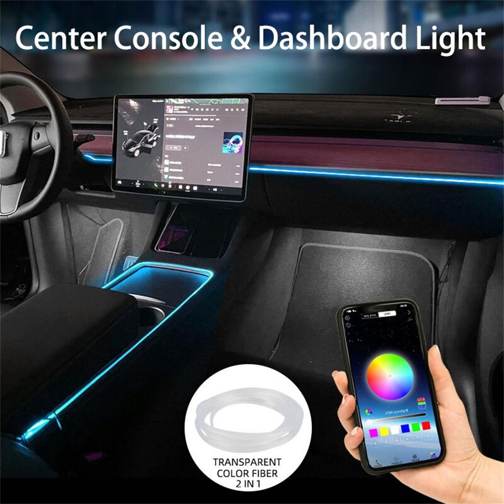 For Tesla Center Console Dashboard Neon Light Tubes Model 3 Model Y 2019-2022 RGB Interior LED Strip Lights with App Controller