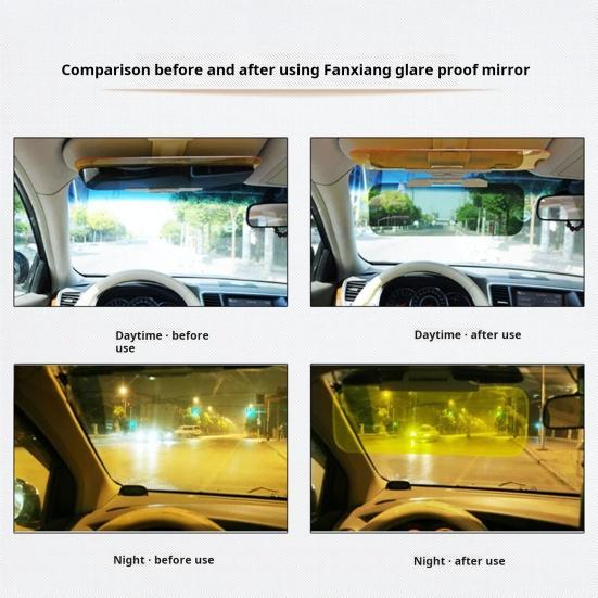 Night Vision Car Visor 2 In 1 Anti-Glare Sun Visor for Day Night Driving Anti-Dazzle Anti UV Shield Windshield Visor for Eye Protection