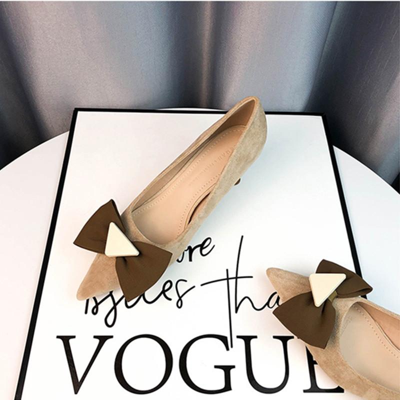 Fashion Elegant Butterfly Knot Design Women Pumps Pointed Toe Thin High Heels High Quality Cow Suede Upper Women Loafers Office Shoes