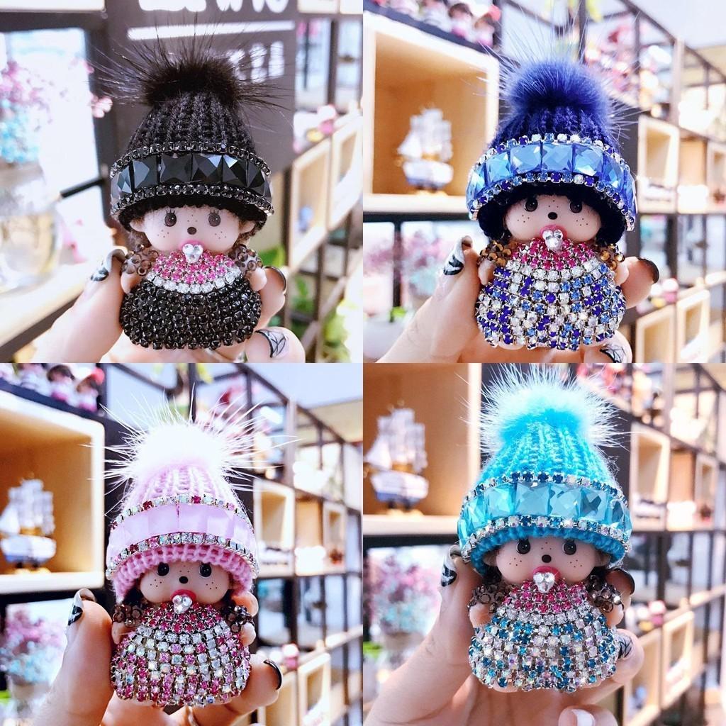 Ключниця Monchhichi з кристалами, в'язана шапка, підвіска з норки, призовий обмінний подарунок з аркади