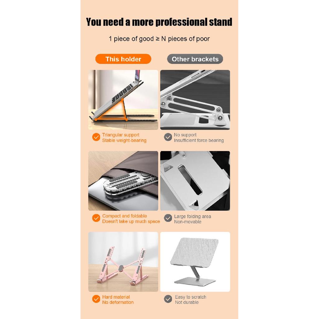 Držák na notebook z hliníkové slitiny Stojánek Nastavitelný Skládací Přenosný Pro notebook Držák Zvedací Držák chlazení Neklouzavý