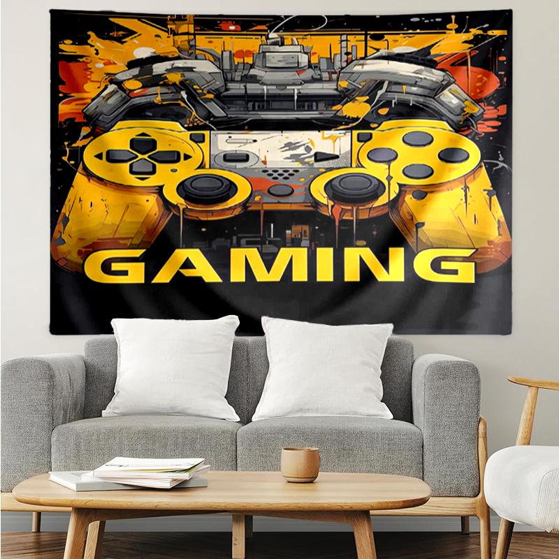 Game-Controller Print Tapestry, Backdrop, Easy Setup, Ideal for Bedroom, Office & Living Room, with Aesthetic Wall Hanging Decor.