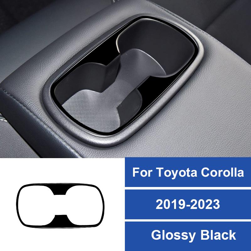 1PC Real Carbon Fiber Car Rear Seat Water Cup Holder Frame Decoration Sticker For Toyota Corolla 2019-2023 Interior Accessories