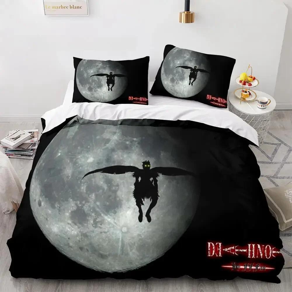 

Комплект постільної білизни Зошит смерті Single Twin Full Queen King Size Bed Set Дорослі Дитяча спальня Підодіяльники 3D-друк Аніме Зошит смерті AU King 240x210cm