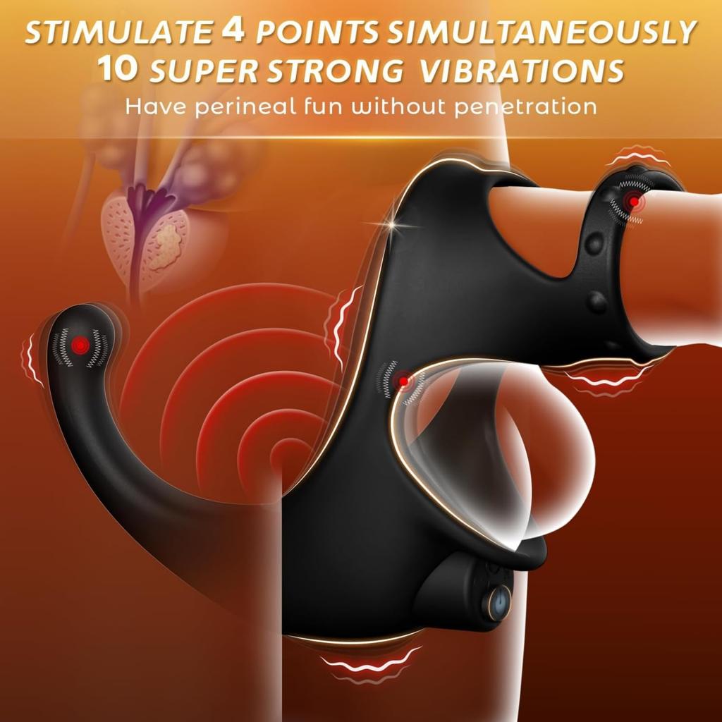 Vibrating Cock Ring with Removable Bullet Anal Vibrator Butt Plug,Silicone Penis Rings Male Sex Toys with 10 Vibration,Penis Ring Sex Toys for Man