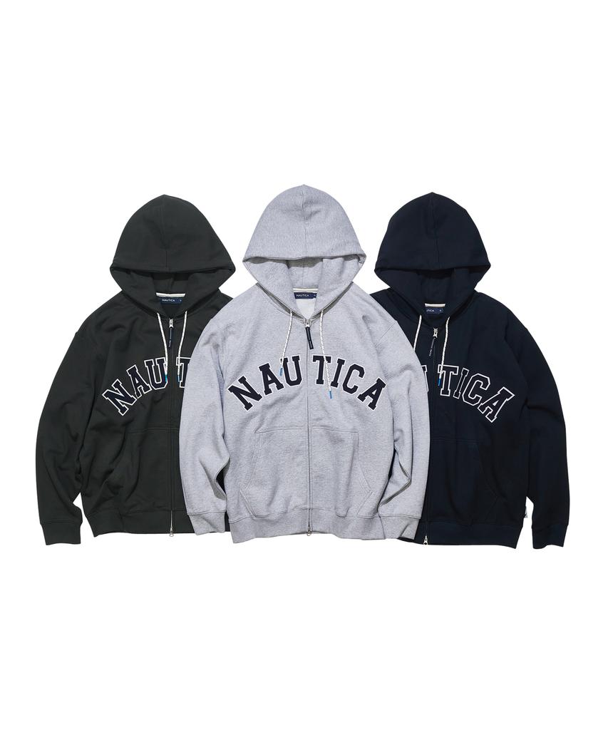 Nautica Arch Logo Hooded Zip-Up (Fleece-Lined) Njk0865