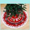 Festive Christmas Tree Skirt With Snow Edge Red English Letters For Holiday Decor
