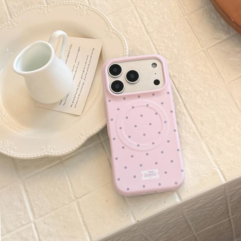 Korean Style Polka Dots Phone Case IPhone 18 Pro Max 16 15 14 17 Matte Shockproof Soft Magnetic