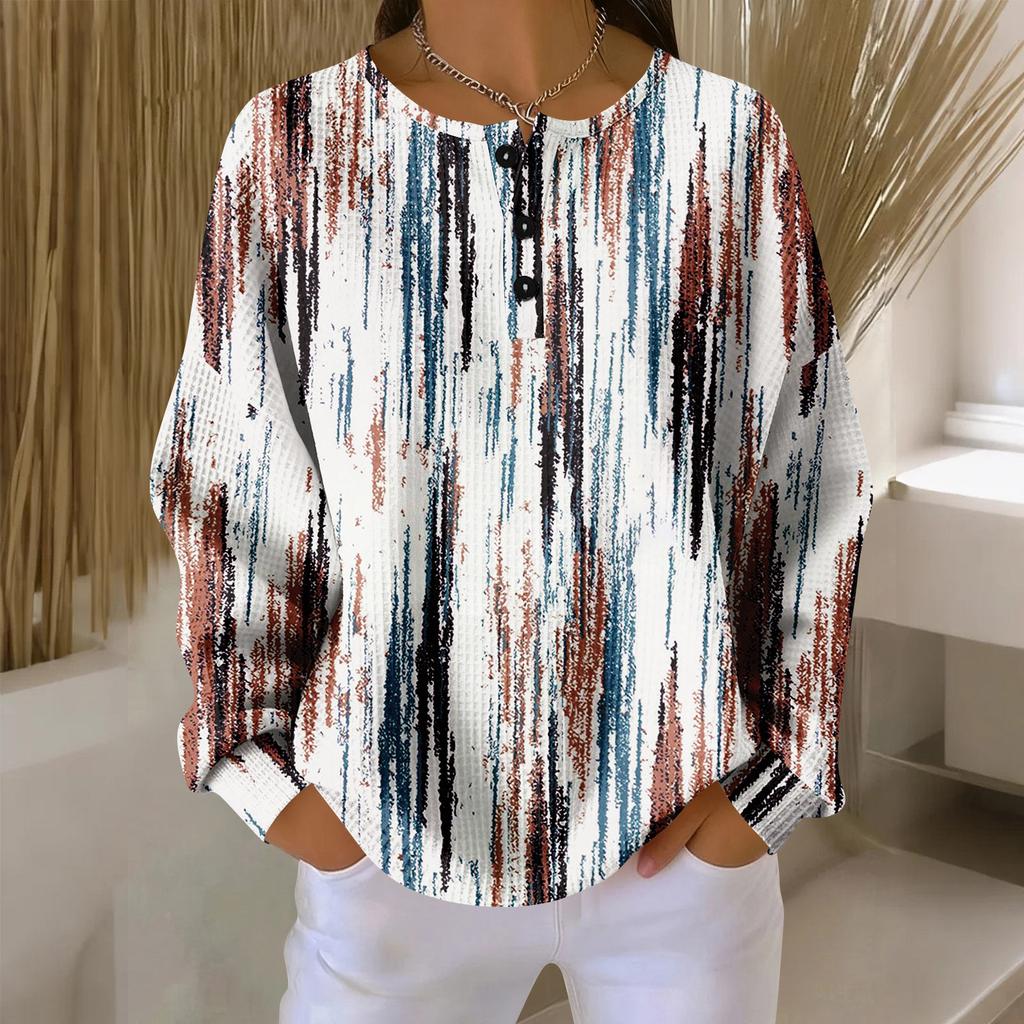 Women's Casual Shirts Long Sleeve Tops Button Up V Neck Loose Knit Fall Favorites For Women