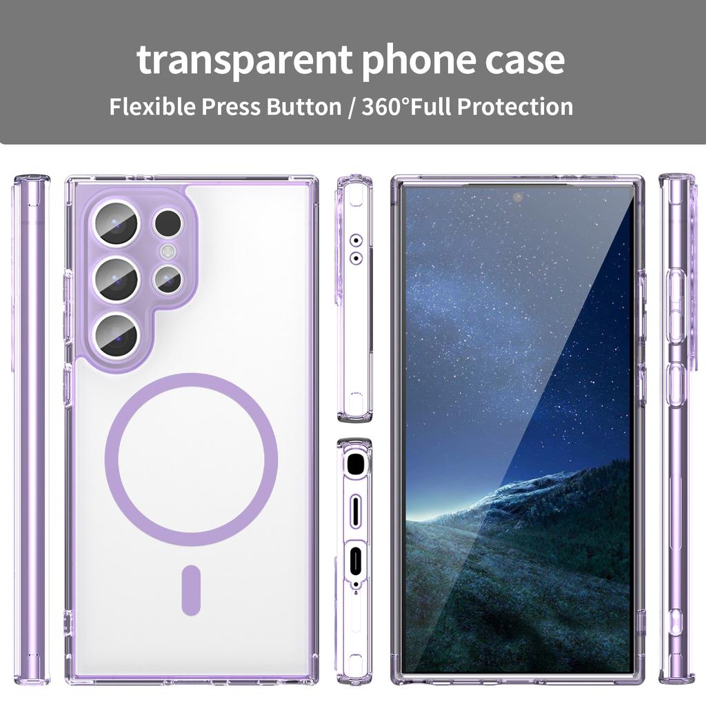 For Samsung Galaxy S25 Ultra Phone Case, Magnetic Shockproof Transparent Cover for Samsung Galaxy S25 Ultra