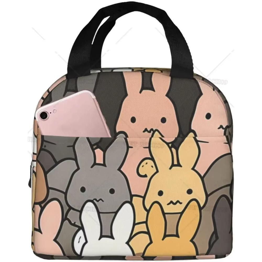 Desene animate la modă Chronst Un grup de iepuri Genți de prânz, Cutie de prânz reutilizabilă cu animale pentru femei bărbați Geantă de prânz pentru facultate muncă