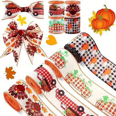 5 Yards 1Pc Fall Pumpkin Festival Printed Grosgrain Ribbon Accessories Material Headwear Decoration DIY Sewing Craft Gift