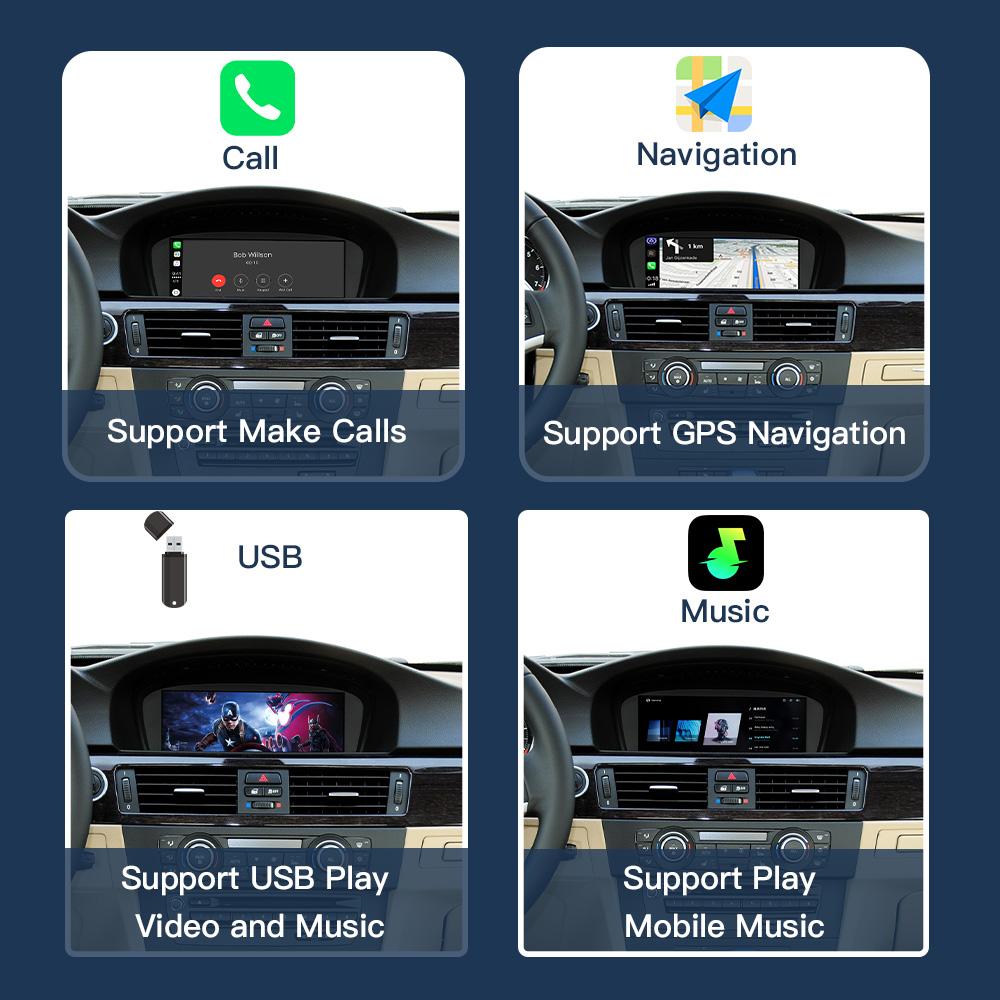 8,9 Zoll kabelloser Linux CarPlay Android-Auto-Multimediabildschirm für BMW 3 5er CCC, CIC E60/E63/E64/E90/E91/E92/E93 2005-2012
