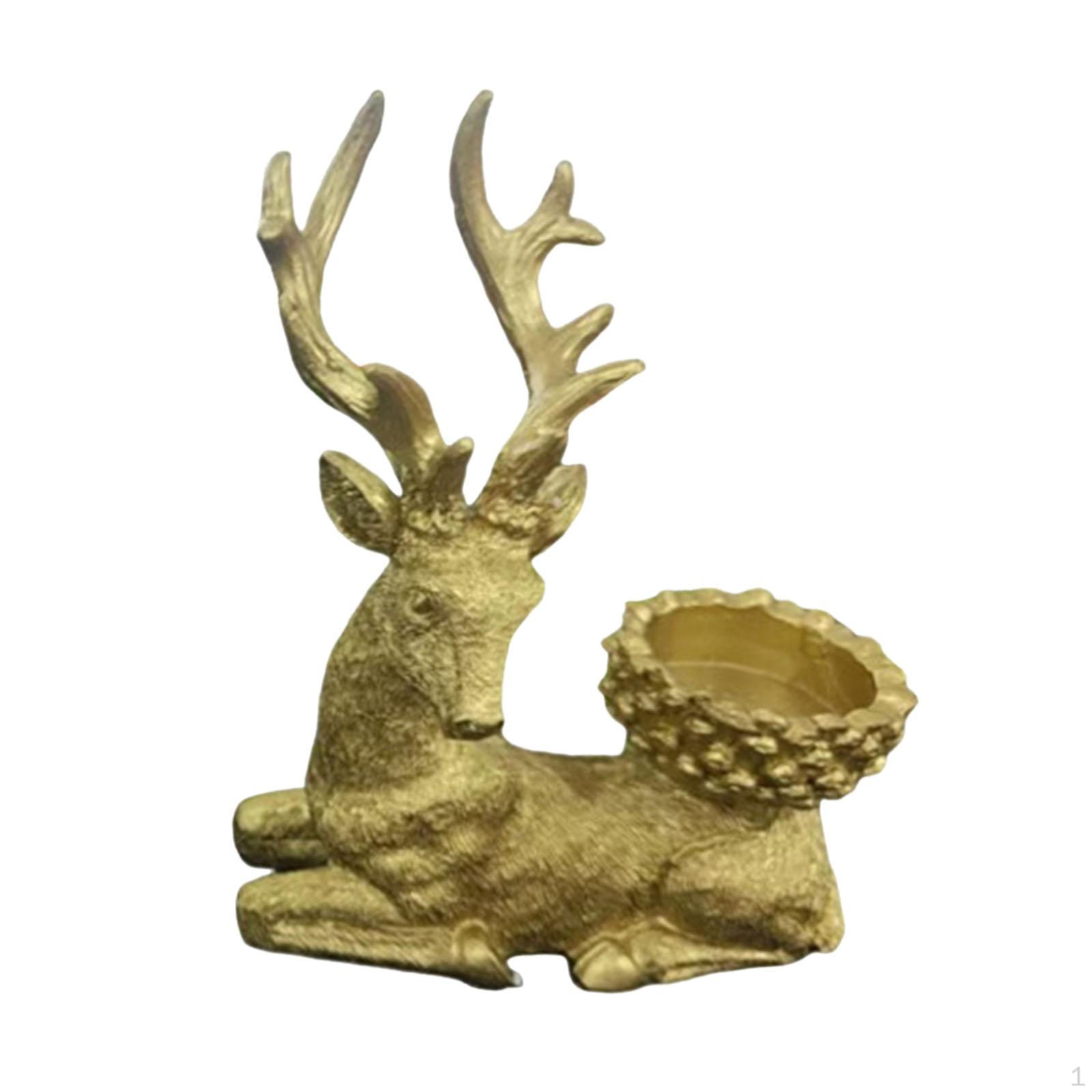 

Deer Figurine Elk Sculpture Craft Entry Storage Ornament Reindeer Statue for Holidays Gift Drawing Right