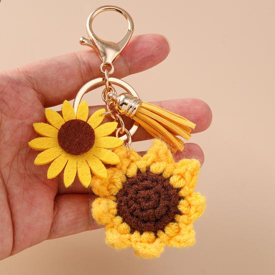 Keychain Vintage Bee Flower Design Handbag Pendant Bronze Buckle Faux Leather Charm Keyring Bags
