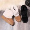 Snow Boots, Women's Fur and Fur Integration, Winter New Fleece Thickened Cotton Boots, Flat Soles, Warm Cotton Shoes, Women's Middle Weight