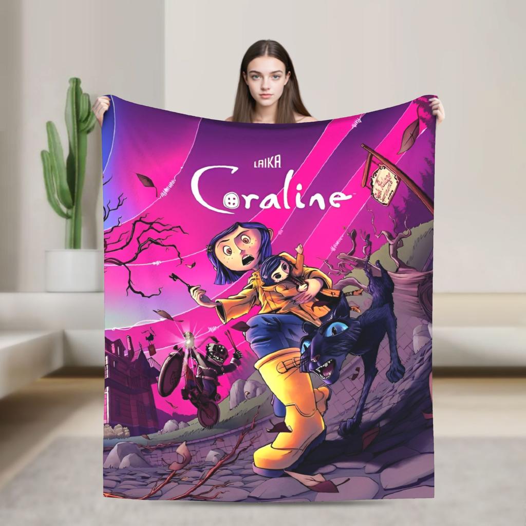 Super Soft BlanketChild Airplane Travel Coralines Throw Blanket Horror Flannel Bedspread For Living Room Comfortable Sofa Cover